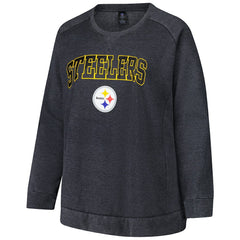 Pittsburgh Steelers Profile Women's Plus Size Acid Wash Raglan Sweatshirt - Charcoal for sale