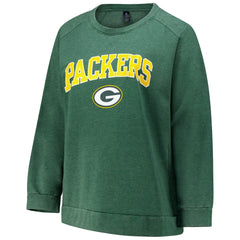Green Bay Packers Profile Women's Plus Size Acid Wash Raglan Sweatshirt - Heather Green online