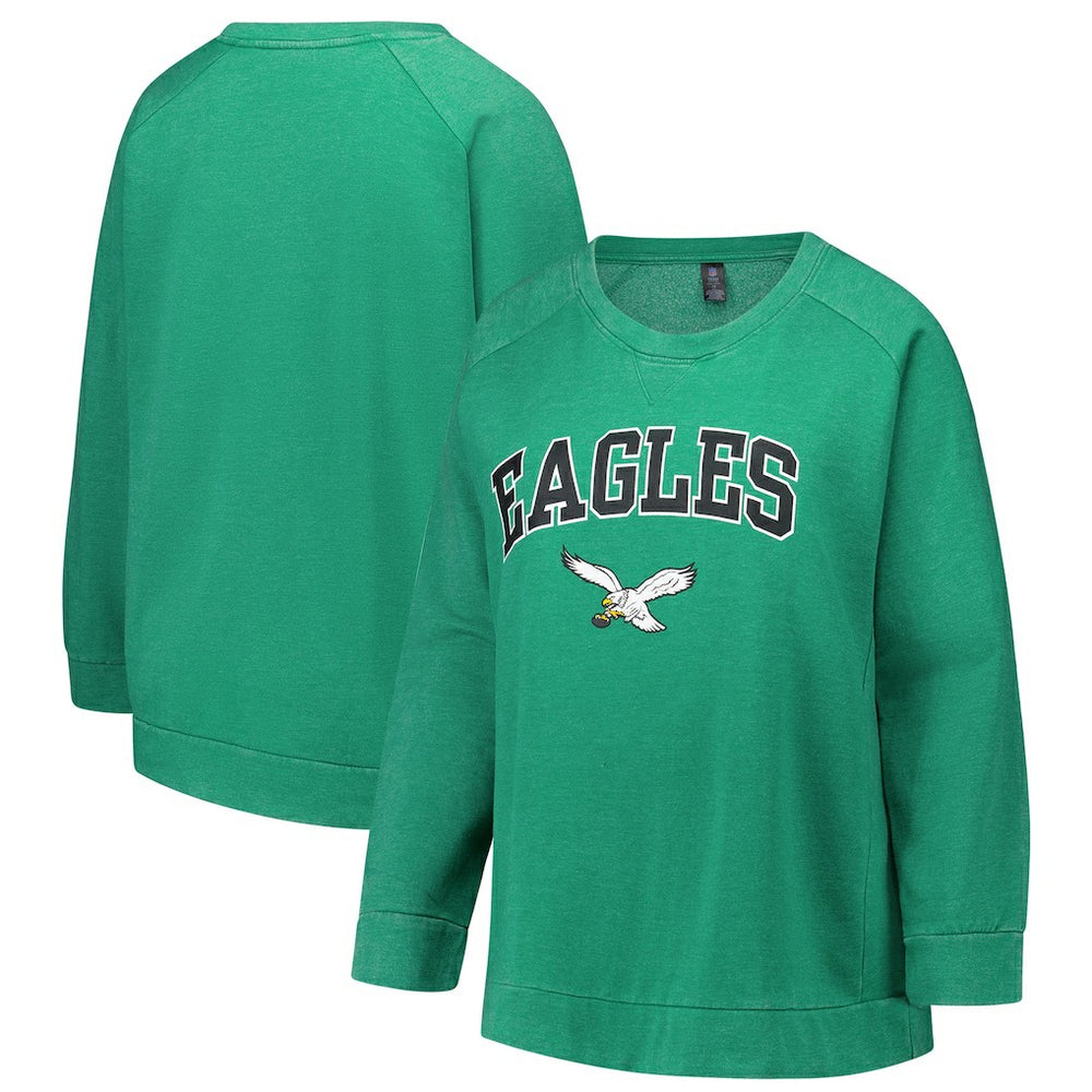 Philadelphia Eagles Profile Women's Plus Size Acid Wash Raglan Sweatshirt - Kelly Green for sale