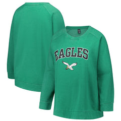 Philadelphia Eagles Profile Women's Plus Size Acid Wash Raglan Sweatshirt - Kelly Green for sale
