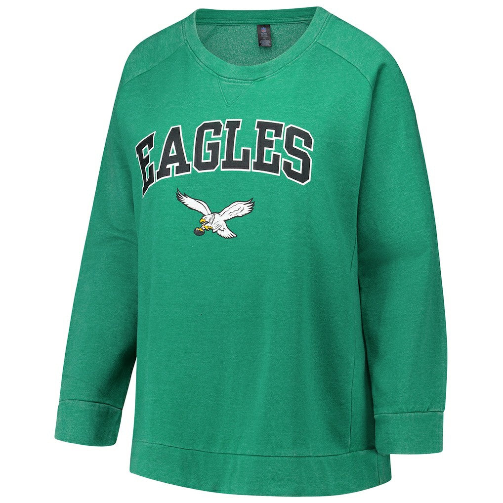 Philadelphia Eagles Profile Women's Plus Size Acid Wash Raglan Sweatshirt - Kelly Green for sale