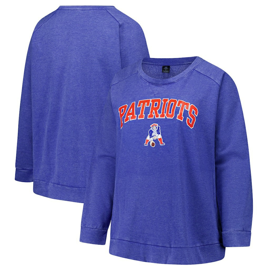 New England Patriots Profile Women's Plus Size Acid Wash Raglan Sweatshirt - Royal for sale