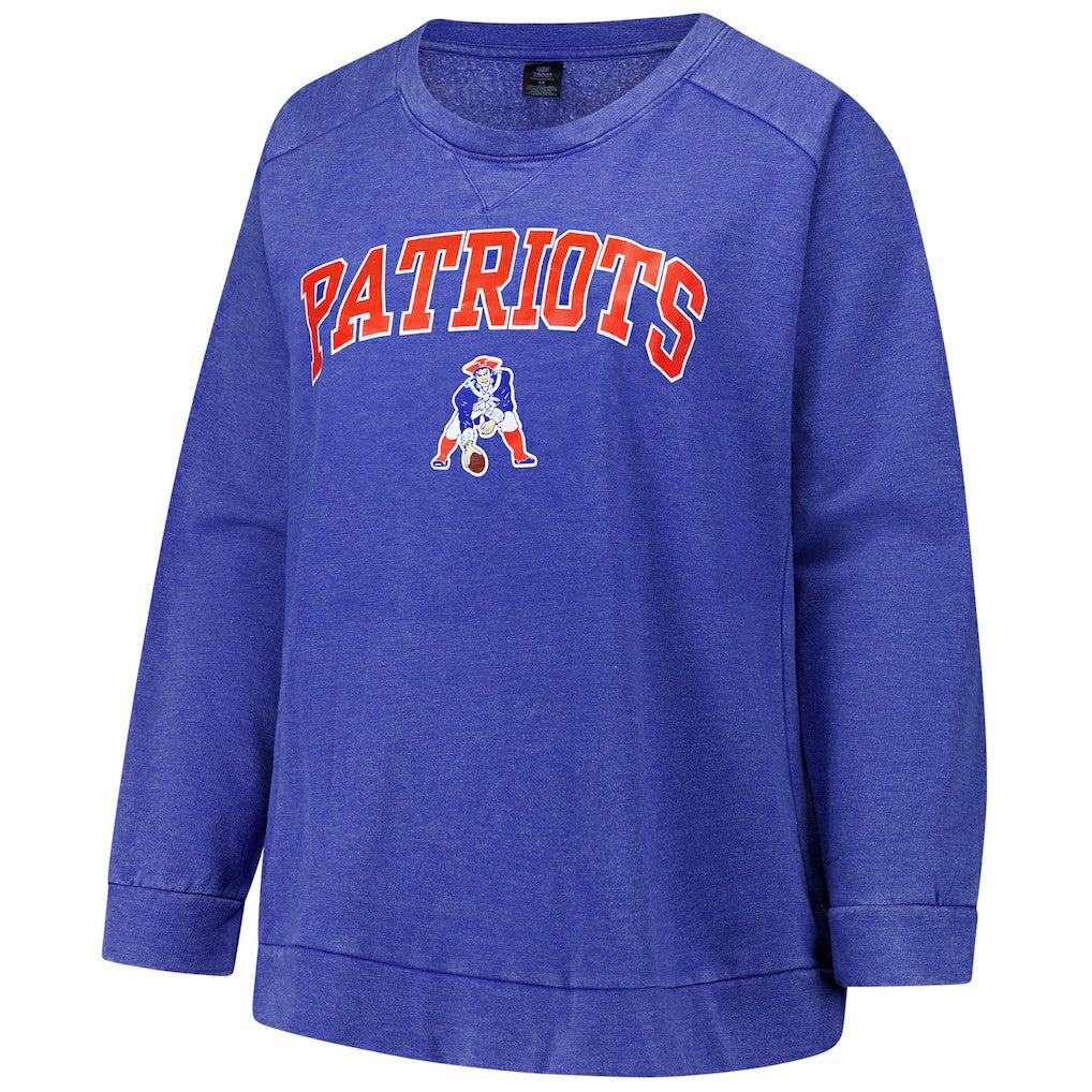 New England Patriots Profile Women's Plus Size Acid Wash Raglan Sweatshirt - Royal for sale