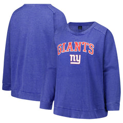 New York Giants Profile Women's Plus Size Acid Wash Raglan Sweatshirt - Royal for sale