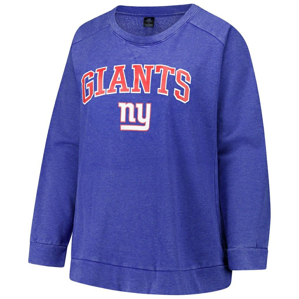 New York Giants Profile Women's Plus Size Acid Wash Raglan Sweatshirt - Royal for sale
