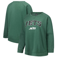 New York Jets Profile Women's Plus Size Acid Wash Raglan Sweatshirt - Heather Green discount