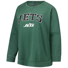 New York Jets Profile Women's Plus Size Acid Wash Raglan Sweatshirt - Heather Green discount