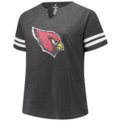 Arizona Cardinals Women's Plus Size Logo Striped Raglan Notch Neck T-Shirt - Charcoal on sale