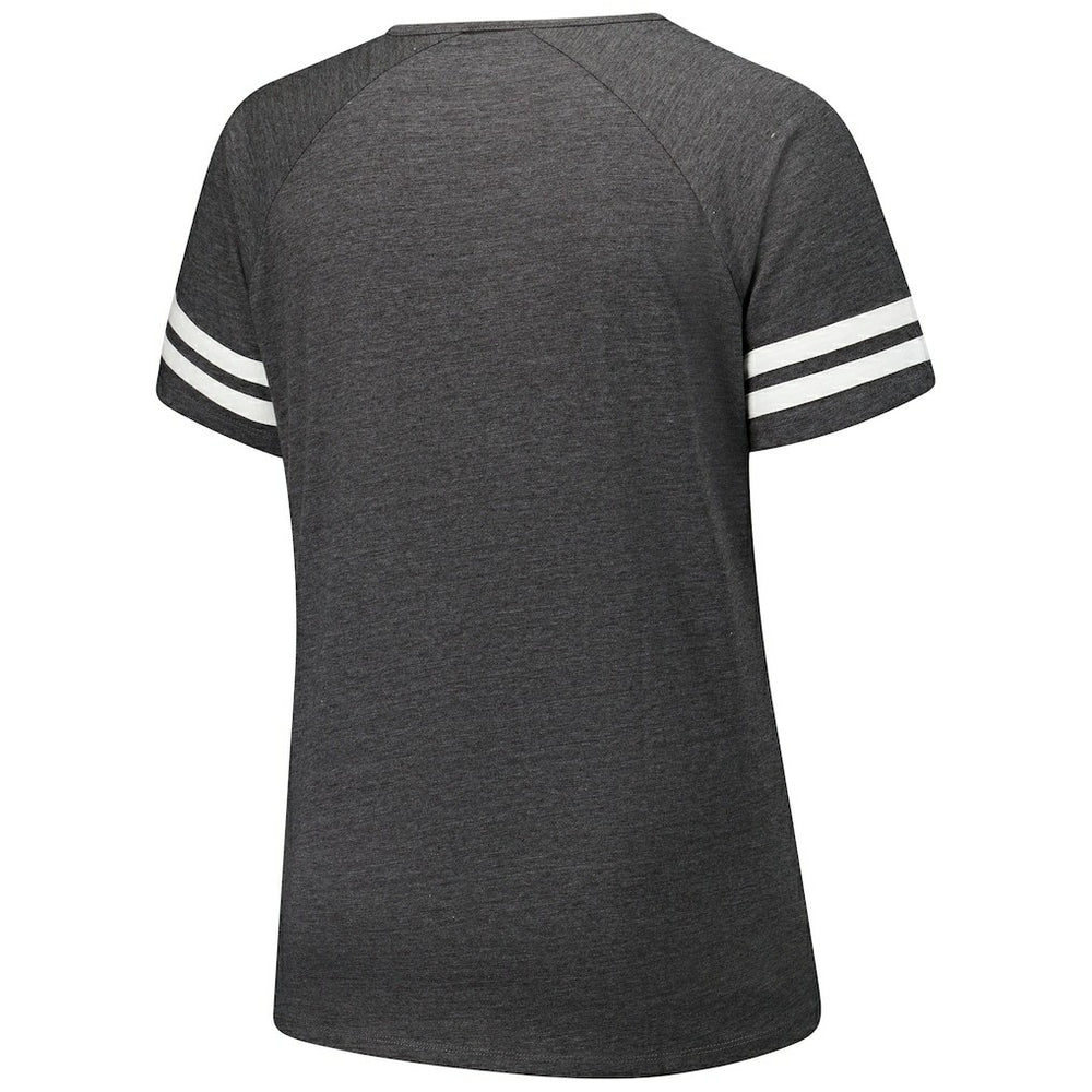 Arizona Cardinals Women's Plus Size Logo Striped Raglan Notch Neck T-Shirt - Charcoal on sale