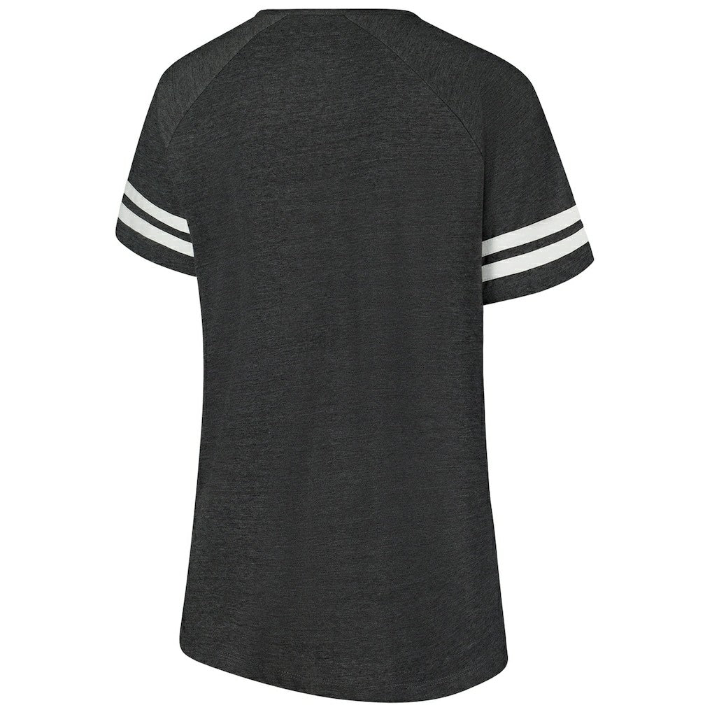 Cleveland Browns Women's Plus Size Logo Striped Raglan Notch Neck T-Shirt - Charcoal online