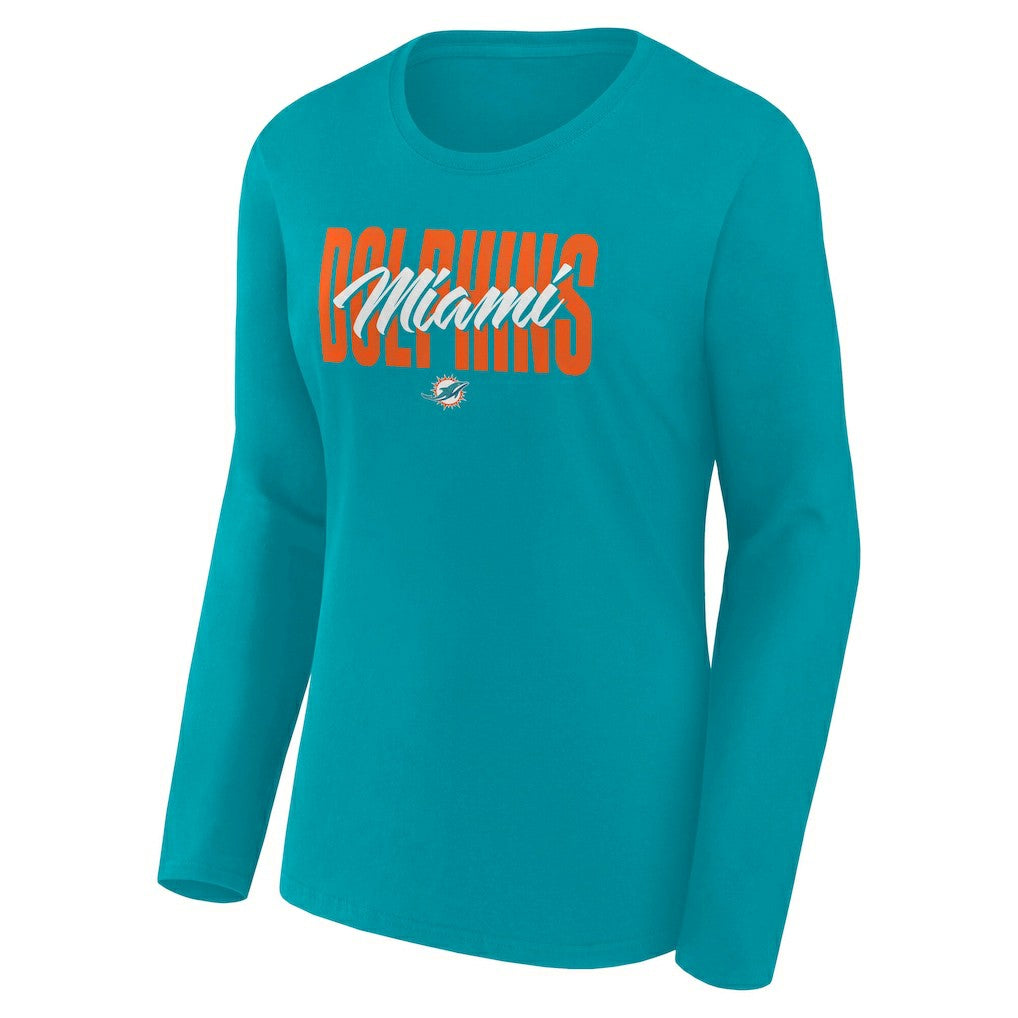 Miami Dolphins Women's Long Sleeve Scoop Neck T-Shirt - Aqua outlet