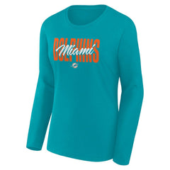 Miami Dolphins Women's Long Sleeve Scoop Neck T-Shirt - Aqua outlet