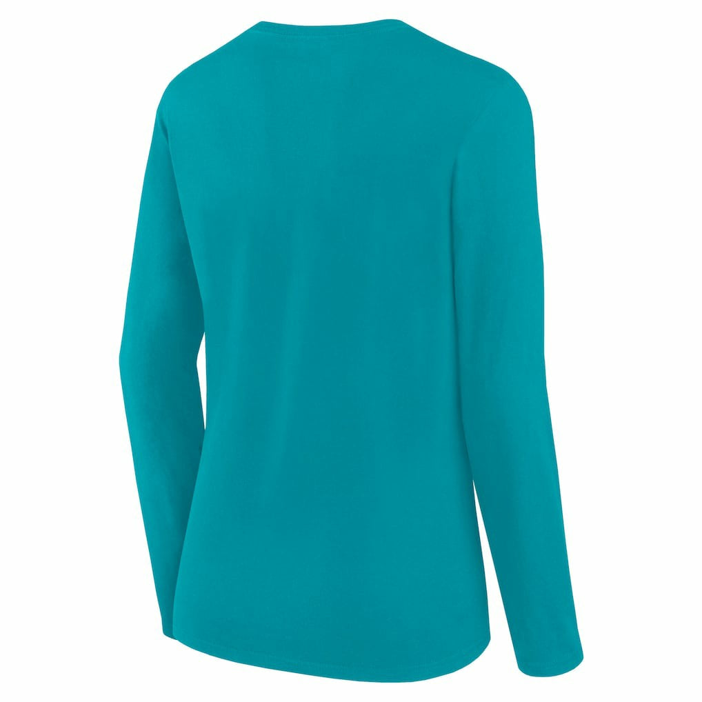 Miami Dolphins Women's Long Sleeve Scoop Neck T-Shirt - Aqua outlet