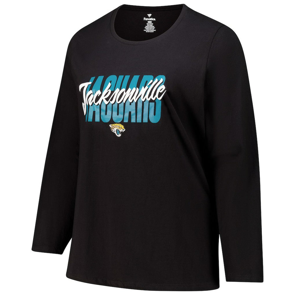 Jacksonville Jaguars Women's Long Sleeve Scoop Neck T-Shirt - Black discount