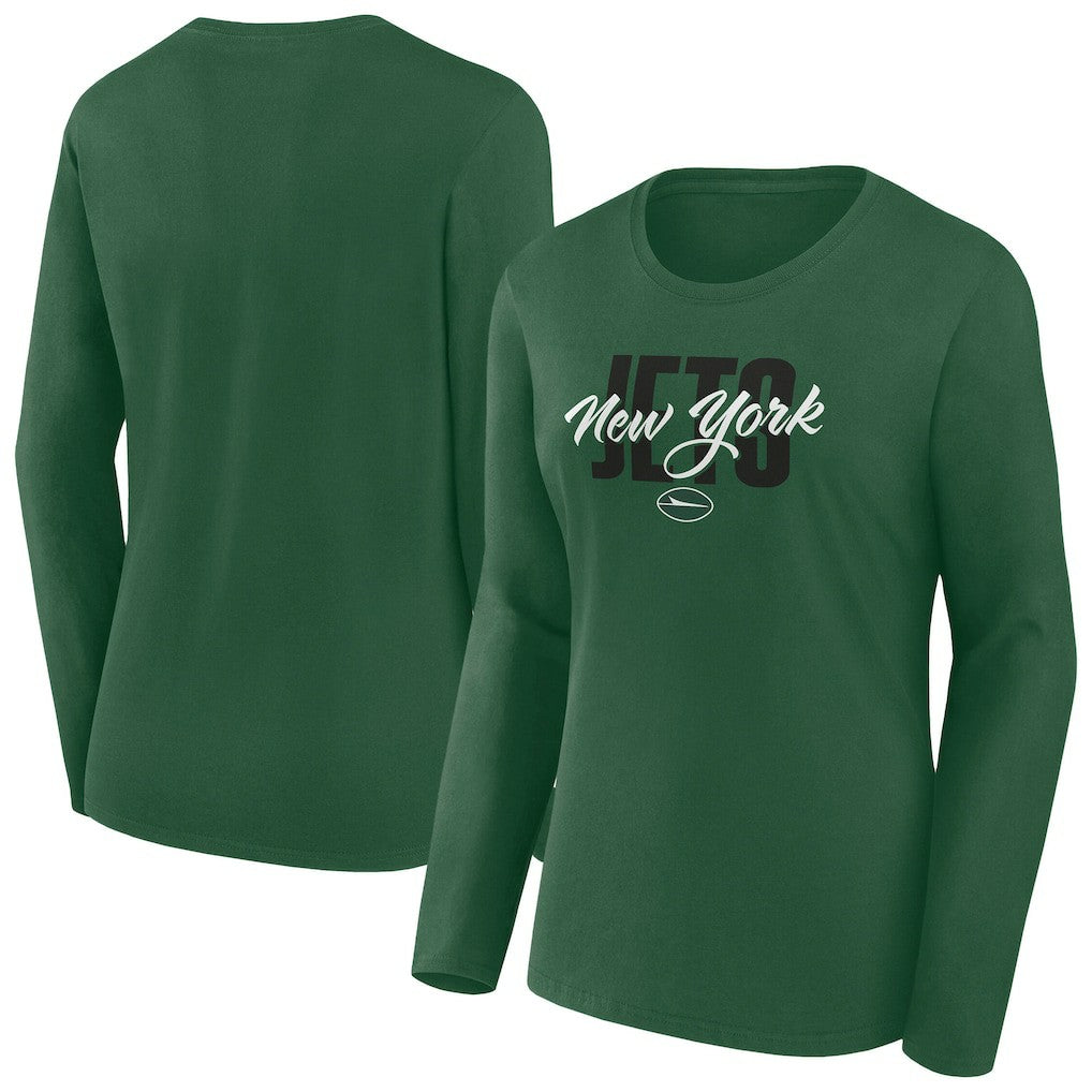 New York Jets Women's Long Sleeve Scoop Neck T-Shirt - Green outlet