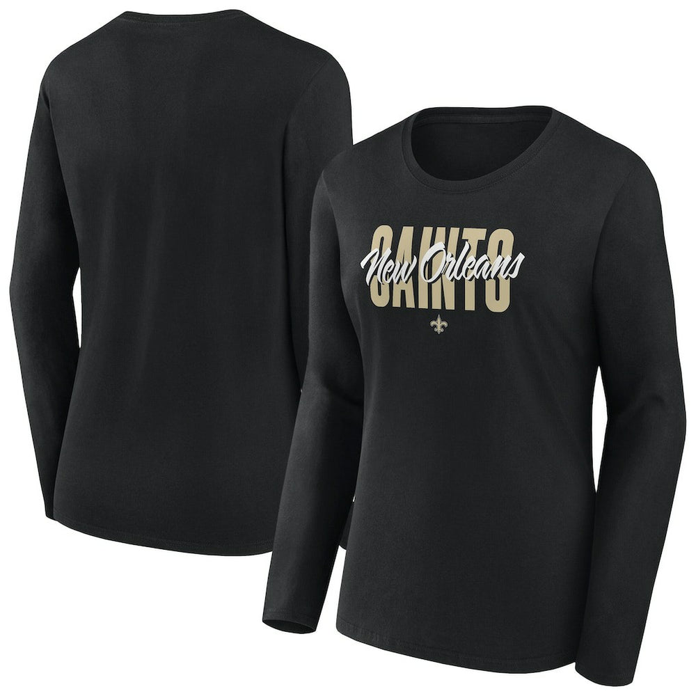 New Orleans Saints Women's Long Sleeve Scoop Neck T-Shirt - Black for sale