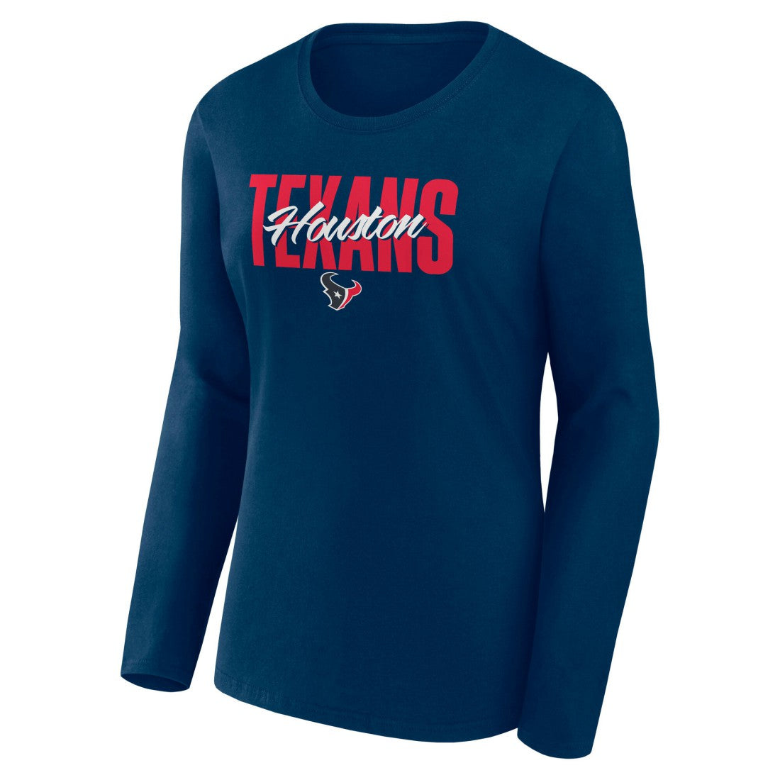 Houston Texans Women's Long Sleeve Scoop Neck T-Shirt - Navy for sale