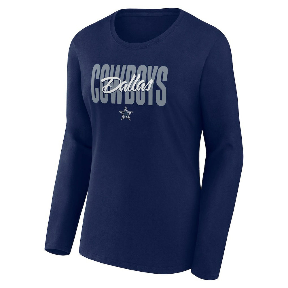 Dallas Cowboys Women's Long Sleeve Scoop Neck T-Shirt - Navy discount