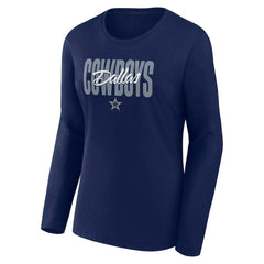 Dallas Cowboys Women's Long Sleeve Scoop Neck T-Shirt - Navy discount