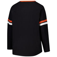 Cincinnati Bengals Women's Plus Size Won & Done Lace-Up V-Neck Long Sleeve T-Shirt - Black discount