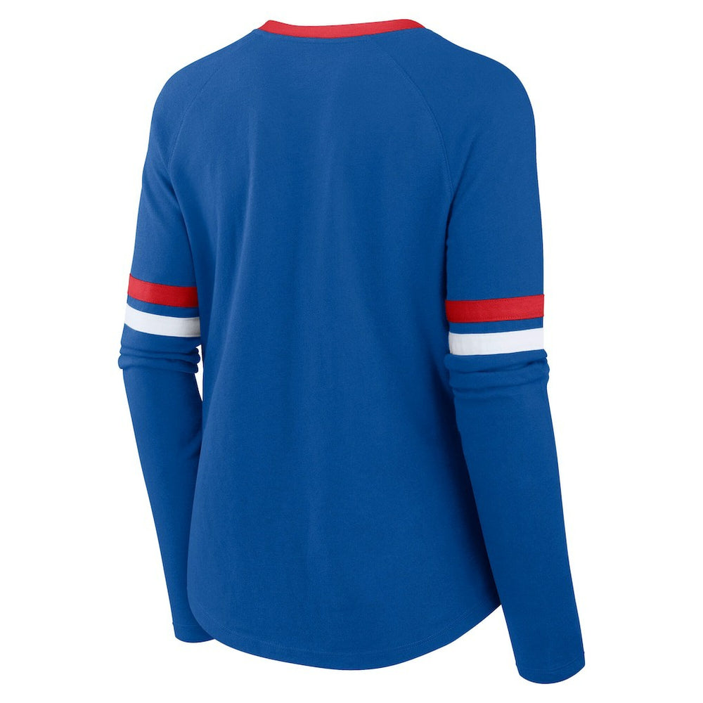 Buffalo Bills Women's Plus Size Won & Done Lace-Up V-Neck Long Sleeve T-Shirt - Royal outlet
