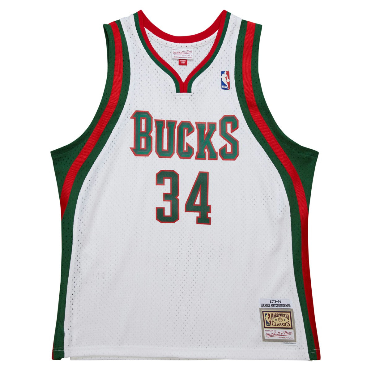 Giannis Antetokounmpo Milwaukee Bucks 2013/14 Hardwood Classics Swingman Jersey - White | Mitchell & Ness sale