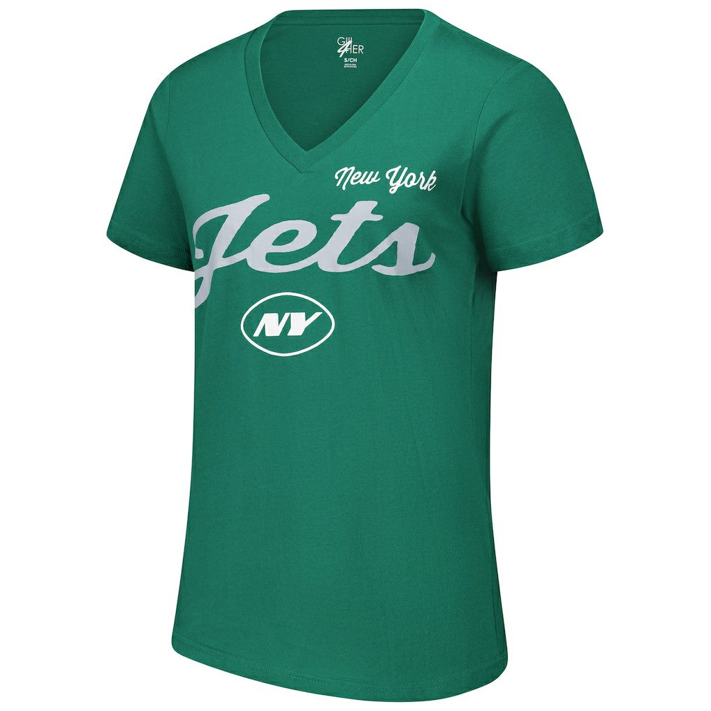 New York Jets G-III 4Her by Carl Banks Women's Post Season V-Neck T-Shirt - Green on sale