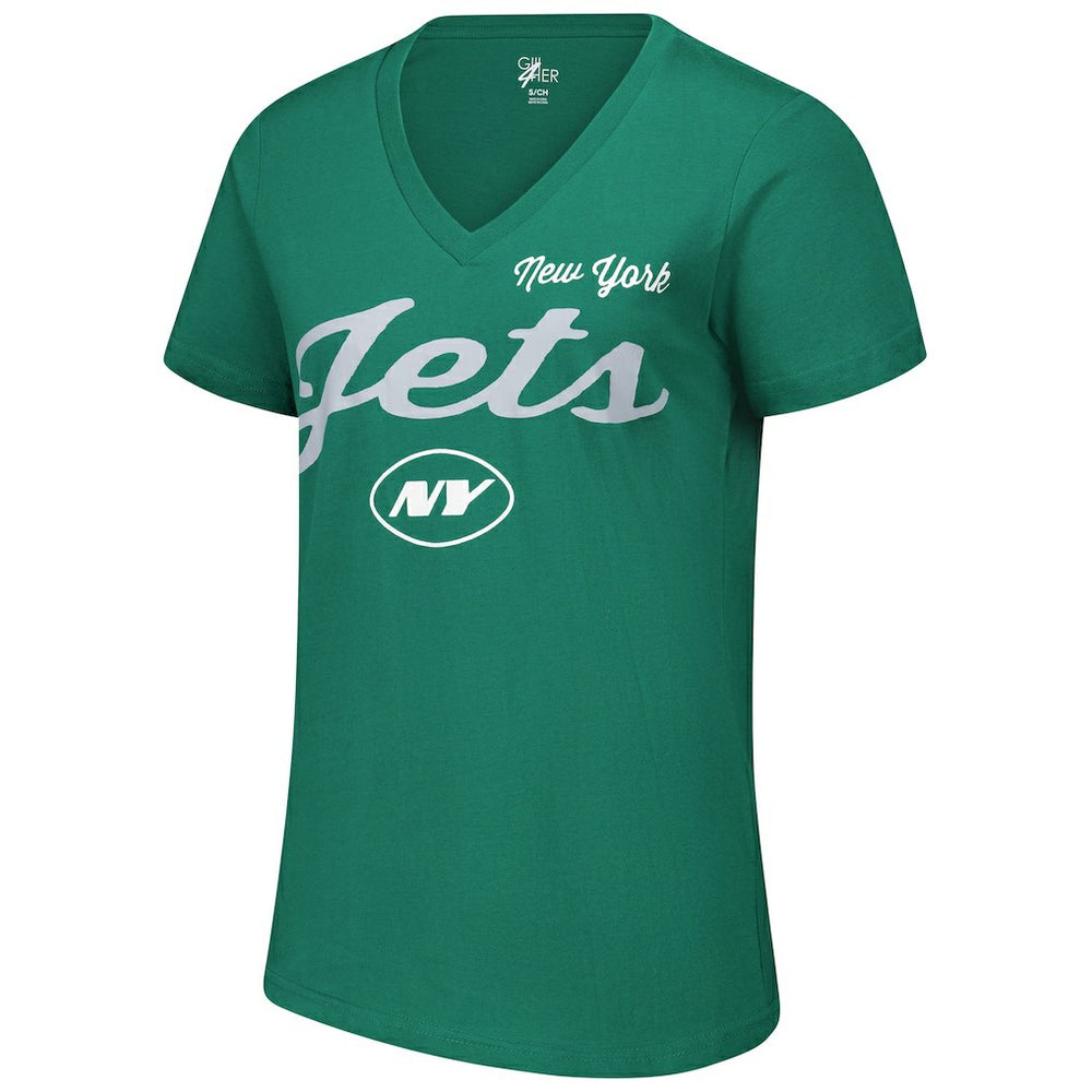 New York Jets G-III 4Her by Carl Banks Women's Post Season V-Neck T-Shirt - Green on sale