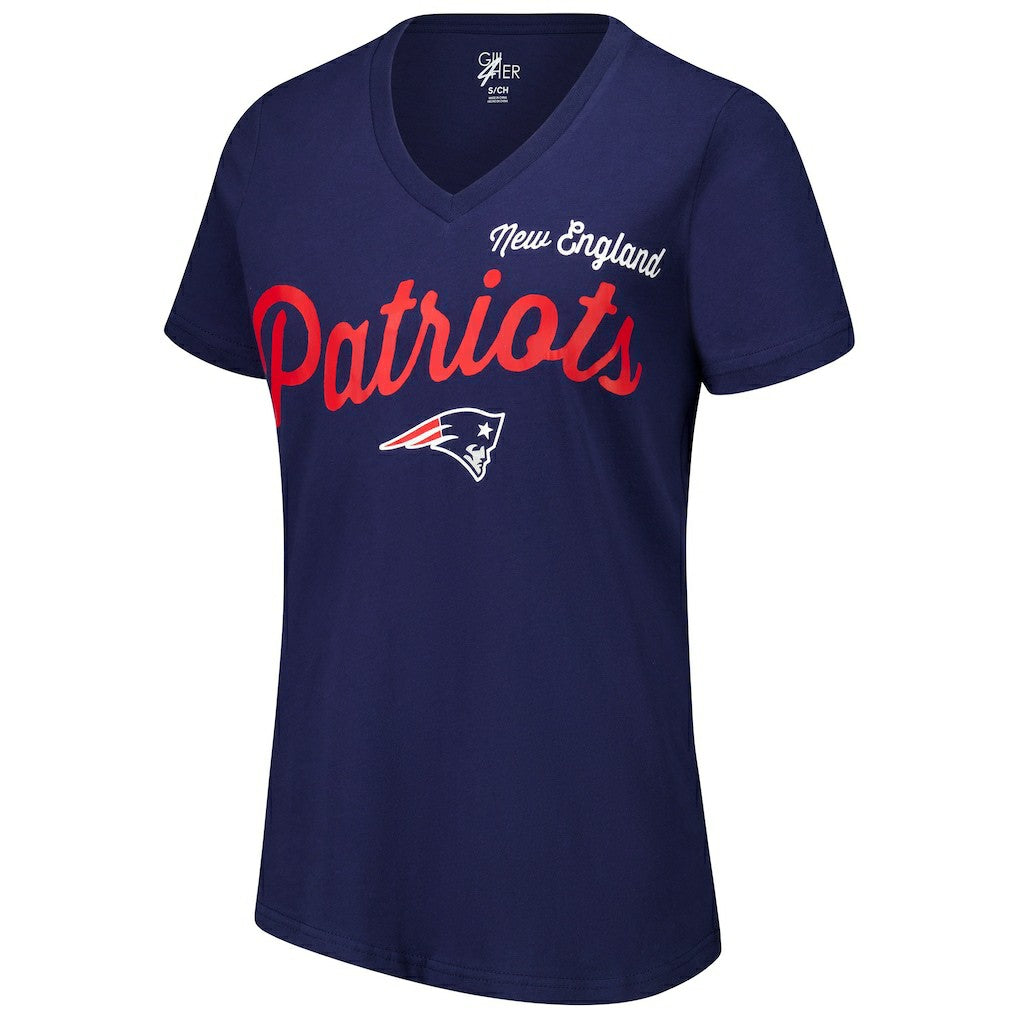 New England Patriots G-III 4Her by Carl Banks Women's Post Season V-Neck T-Shirt - Navy outlet