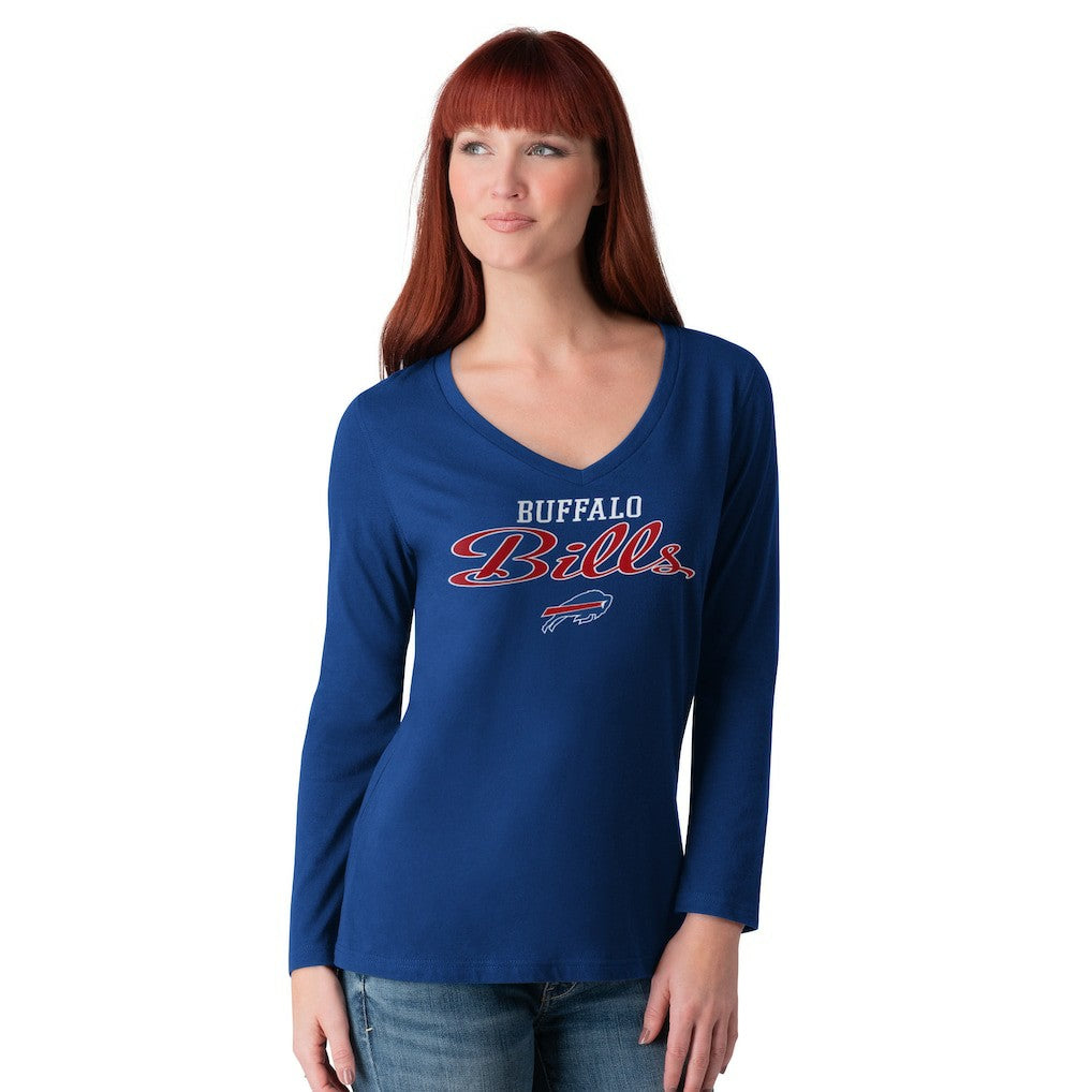 Buffalo Bills G-III 4Her by Carl Banks Women's Post Season Long Sleeve V-Neck T-Shirt - Royal discount