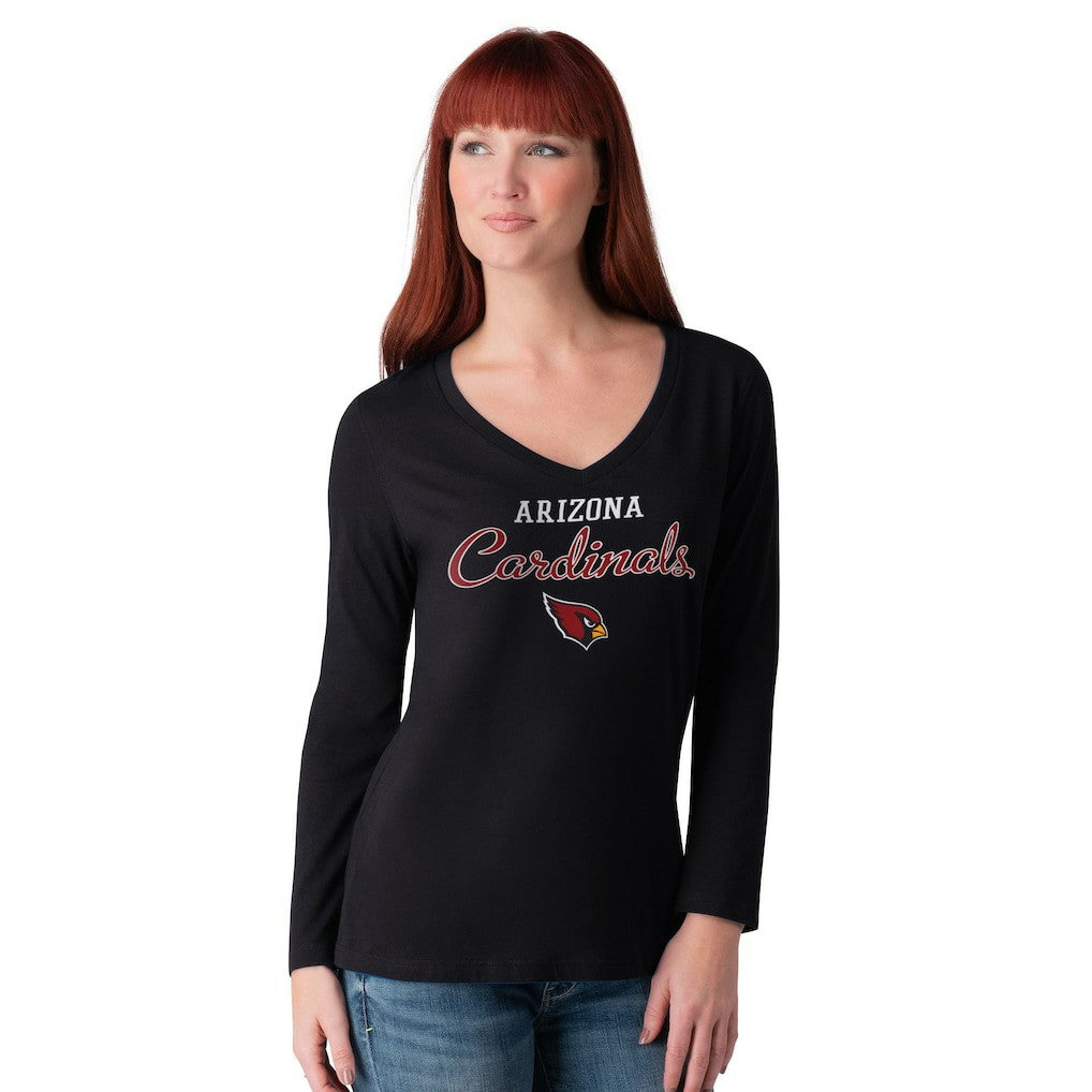 Arizona Cardinals G-III 4Her by Carl Banks Women's Post Season Long Sleeve V-Neck T-Shirt - Black outlet