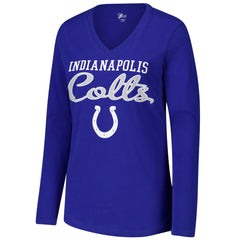 Indianapolis Colts G-III 4Her by Carl Banks Women's Post Season Long Sleeve V-Neck T-Shirt - Royal on sale