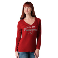 Tampa Bay Buccaneers G-III 4Her by Carl Banks Women's Post Season Long Sleeve V-Neck T-Shirt - Red sale