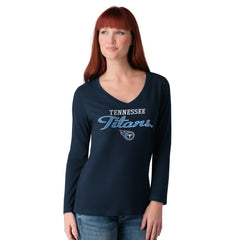 Tennessee Titans G-III 4Her by Carl Banks Women's Post Season Long Sleeve V-Neck T-Shirt - Navy on sale
