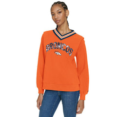 Denver Broncos Tommy Hilfiger Women's Alice V-Neck Pullover Sweatshirt - Orange cheap