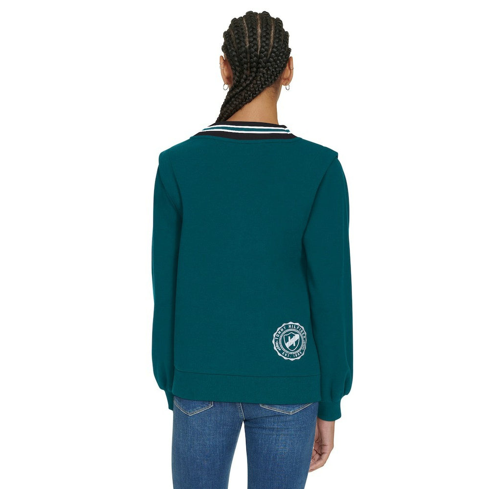 Philadelphia Eagles Tommy Hilfiger Women's Alice V-Neck Pullover Sweatshirt - Midnight Green sale