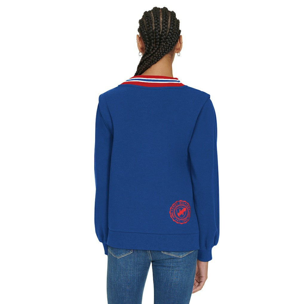 New York Giants Tommy Hilfiger Women's Alice V-Neck Pullover Sweatshirt - Royal online
