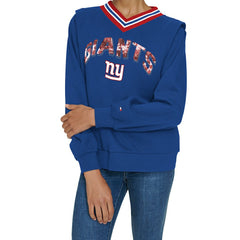 New York Giants Tommy Hilfiger Women's Alice V-Neck Pullover Sweatshirt - Royal online