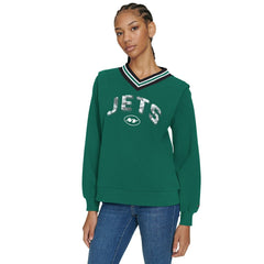 New York Jets Tommy Hilfiger Women's Alice V-Neck Pullover Sweatshirt - Green discount