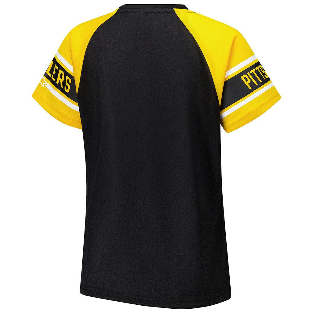 Pittsburgh Steelers Starter Women's 1st Rounder Color Block Raglan Top - Black discount