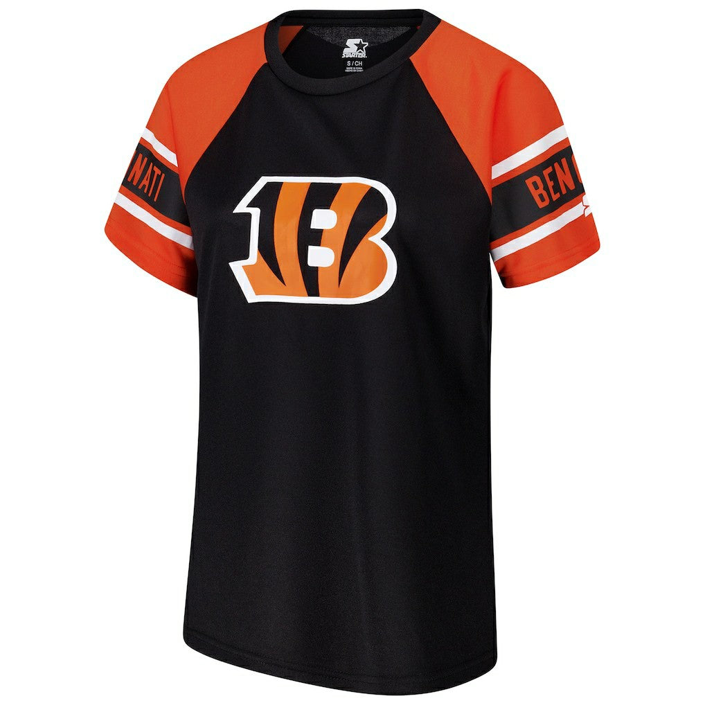 Cincinnati Bengals Starter Women's 1st Rounder Color Block Raglan Top - Black outlet