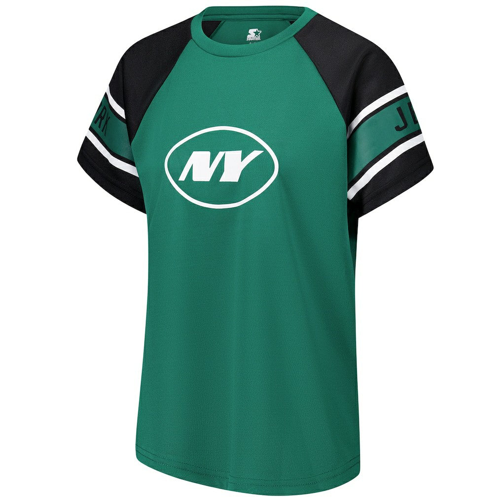 New York Jets Starter Women's 1st Rounder Color Block Raglan Top - Green cheap