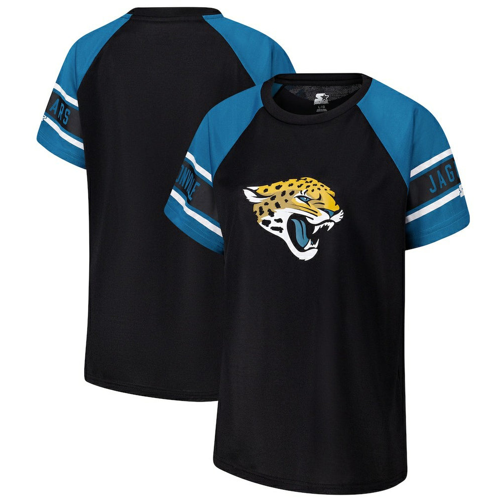 Jacksonville Jaguars Starter Women's 1st Rounder Color Block Raglan Top - Black discount