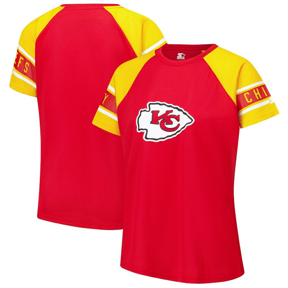 Kansas City Chiefs Starter Women's 1st Rounder Color Block Raglan Top - Red cheap