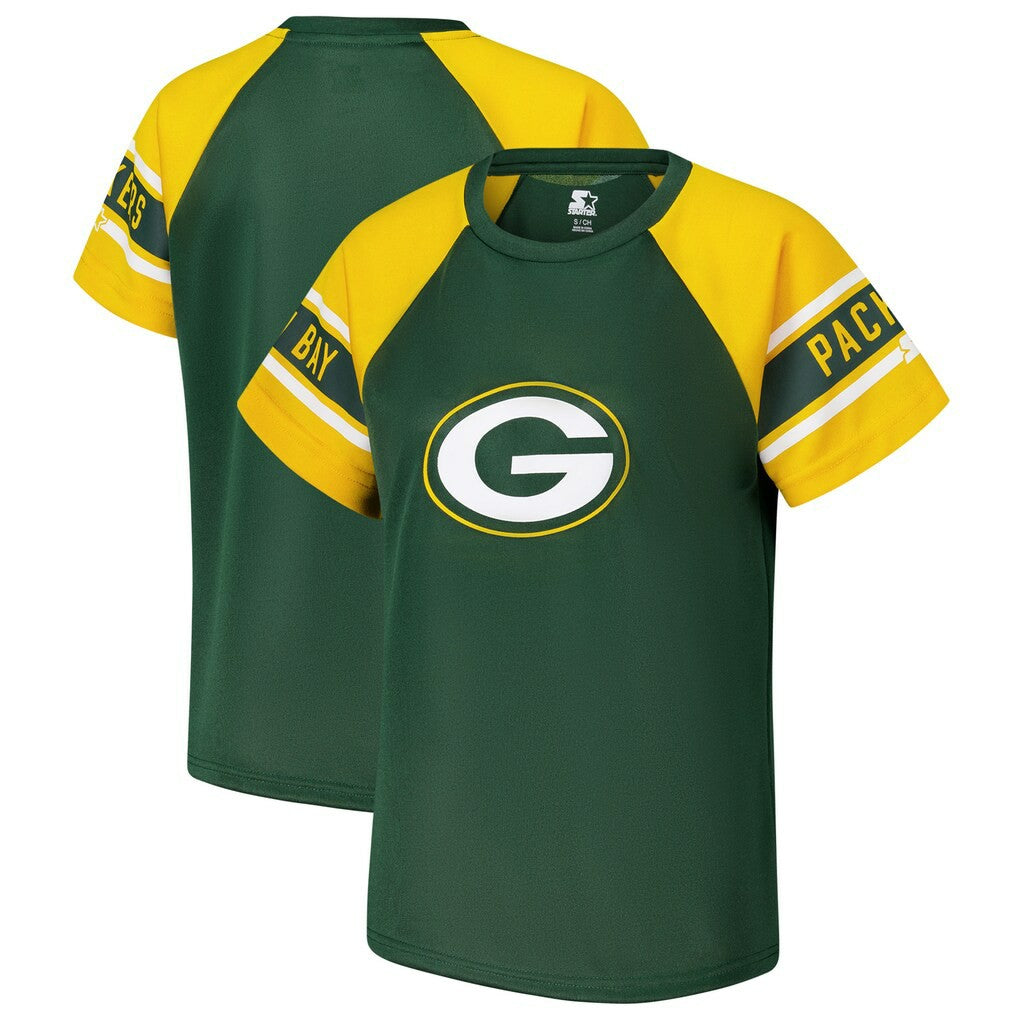 Green Bay Packers Starter Women's 1st Rounder Color Block Raglan Top - Green on sale