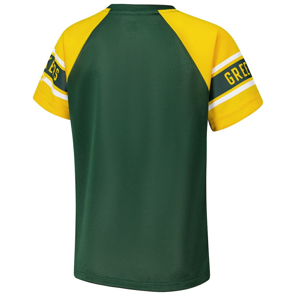 Green Bay Packers Starter Women's 1st Rounder Color Block Raglan Top - Green on sale