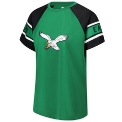 Philadelphia Eagles Starter Women's 1st Rounder Color Block Raglan Top - Kelly Green for sale