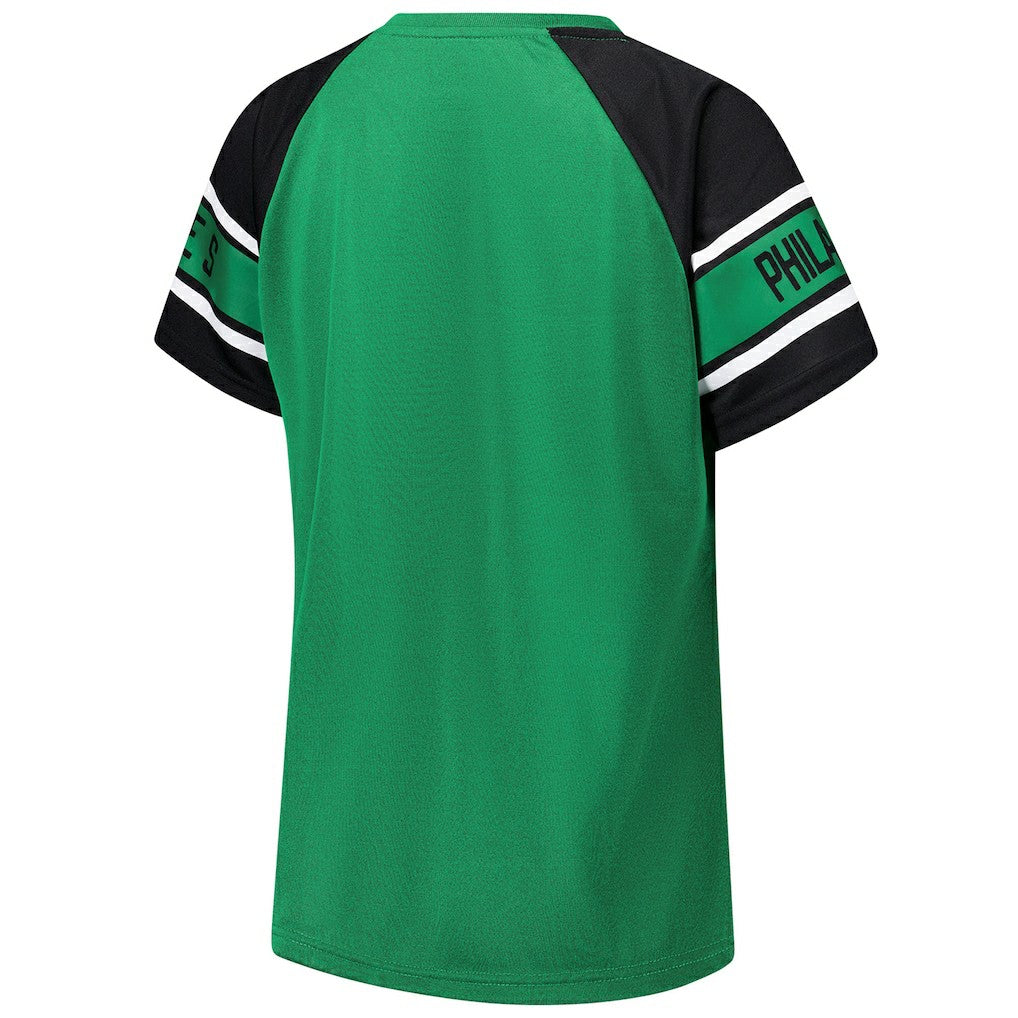 Philadelphia Eagles Starter Women's 1st Rounder Color Block Raglan Top - Kelly Green for sale