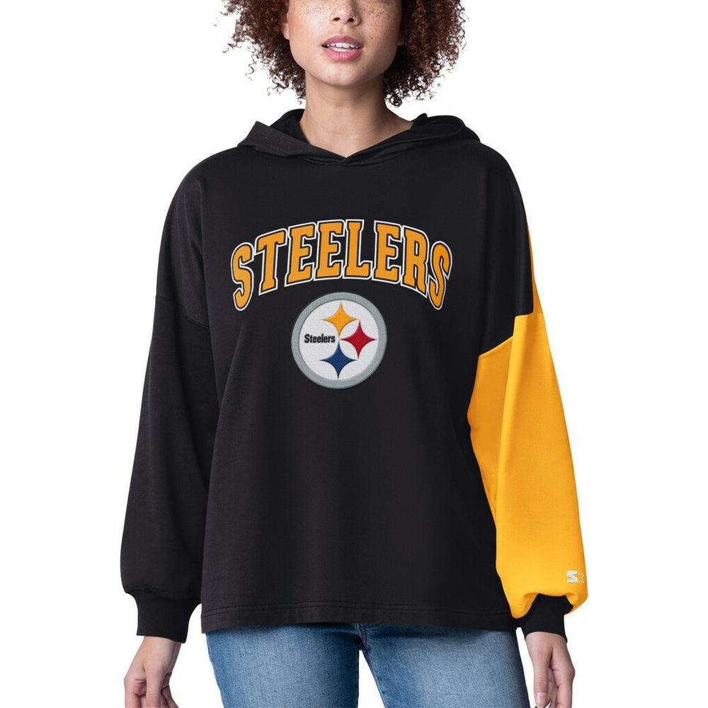 Pittsburgh Steelers Starter Women's Power Move Long Sleeve Pullover Hoodie - Black for sale