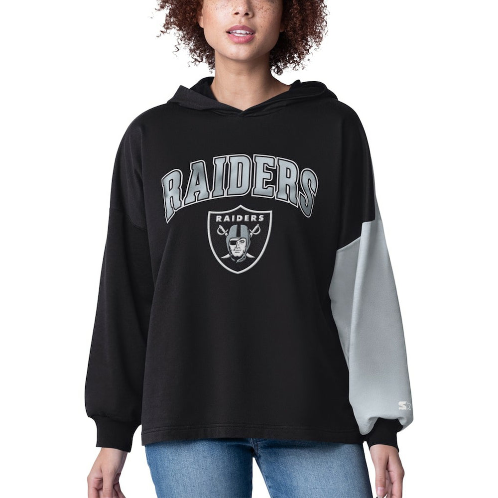 Las Vegas Raiders Starter Women's Power Move Long Sleeve Pullover Hoodie - Black cheap